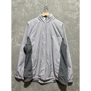 Nike Windbreaker Coat Men's Size XL Gray Lined Cotton Y2K Two‎ Tone Hidden Hood